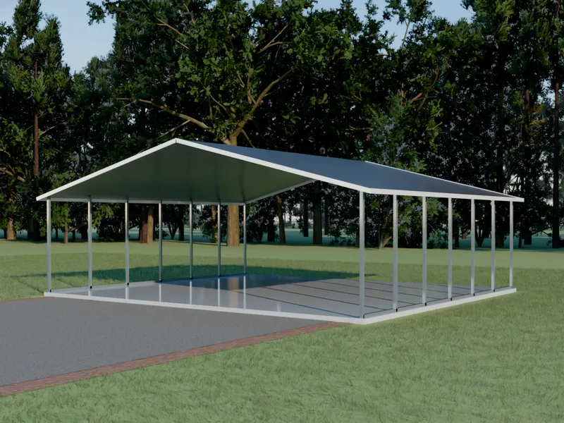 Design example: the Convoy, a 30 by 26 foot triple carport with burnished slate walls and a burnished slate roof
